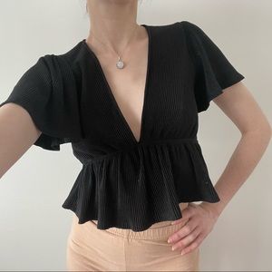 Urban Outfitters Deep-V Short Sleeve Flowy T-Shirt